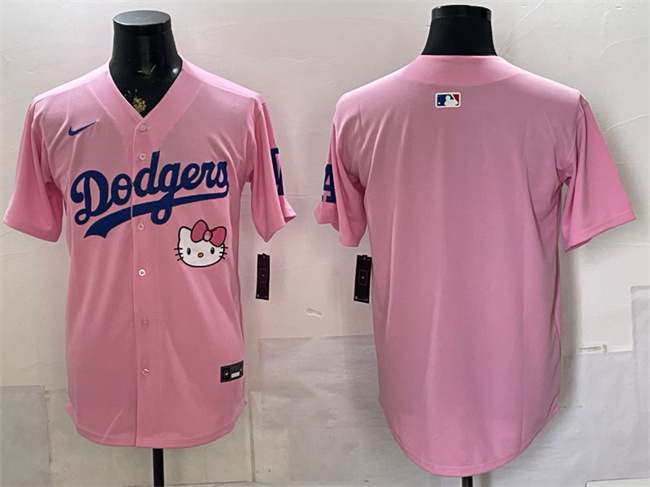 Men's Pink Los Angeles Dodgers Blank 2025 Hello Kitty Vapor Limited Stitched Baseball Jersey